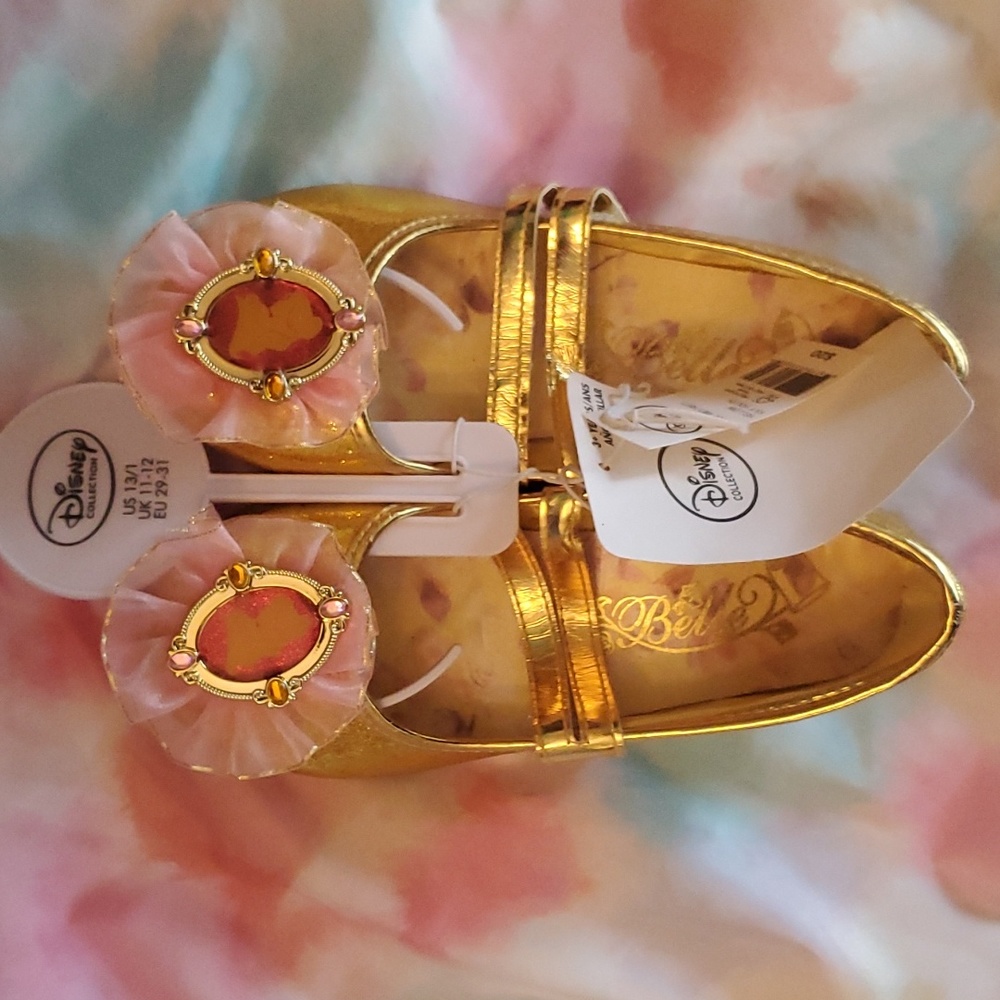 Disney Belle shoes size 13/1 new gold with